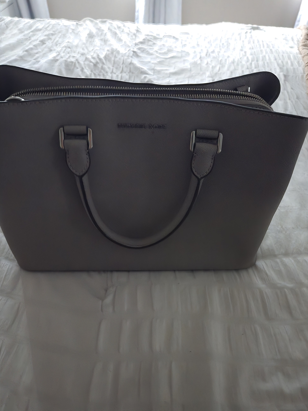 Michael Kors Women's Gray Leather Tote with Dual Handles